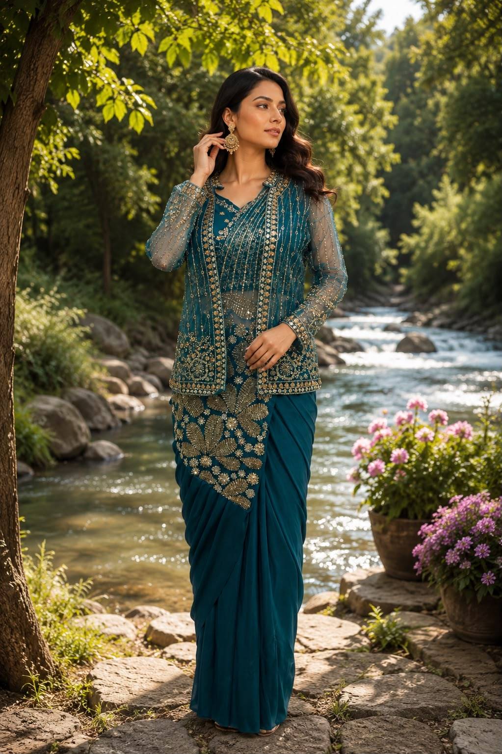 102439 By AMOHA TRENDZ 01 To 04 Series Indian Traditional Wear Collection Fancy Colorful Party Wear LAYCRA Stitched Sarees At Wholesale Price